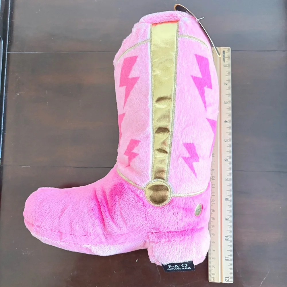 Set of 2 Pink Glam Cowboy Boot Plush FAO Schwarz 10" LIMITED EDITION NWT - Picture 10 of 11